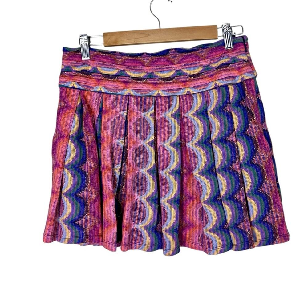 NWT Ramy Brook Gracie Knit Pleated Scallop Pattern Mini Skirt Size 6 - Picture 2 of 11